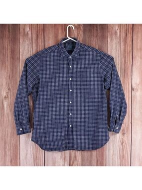Barba Napoli Dandy Life Mens XL Navy Blue Botton Up Cotton Flannel Shirt Italy